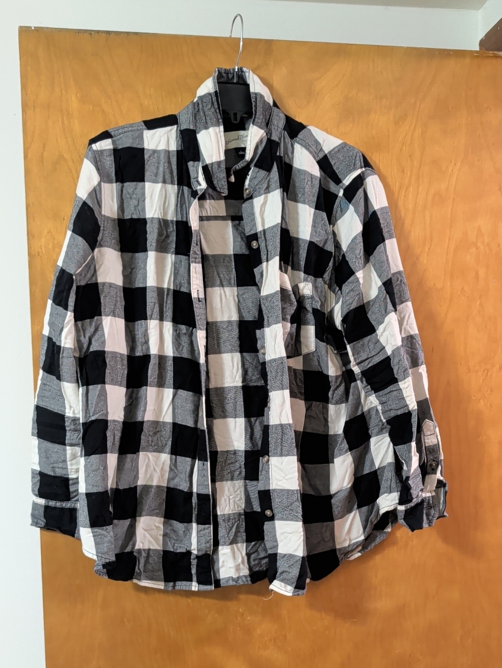 Black & White Buffalo Plaid Button-Up Shirt
